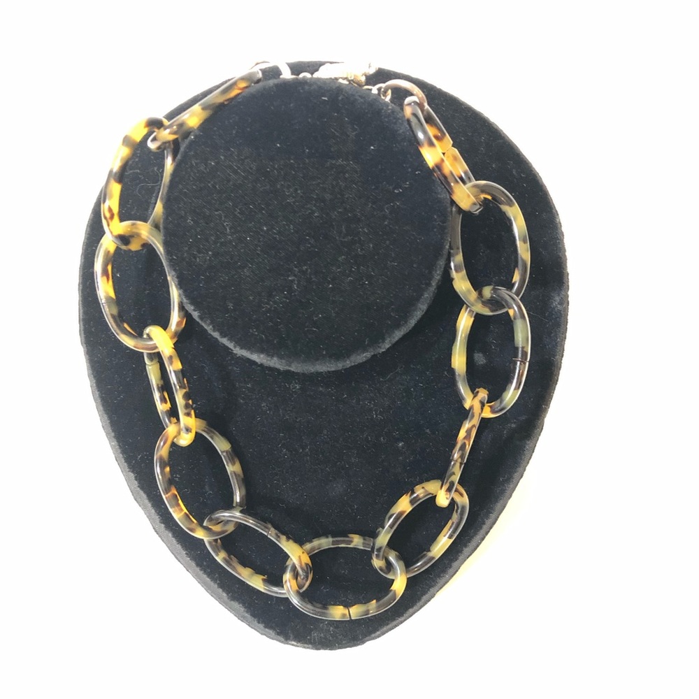 Tortoise Shell Acrylic Silver Tone Toggle Closure… - image 1